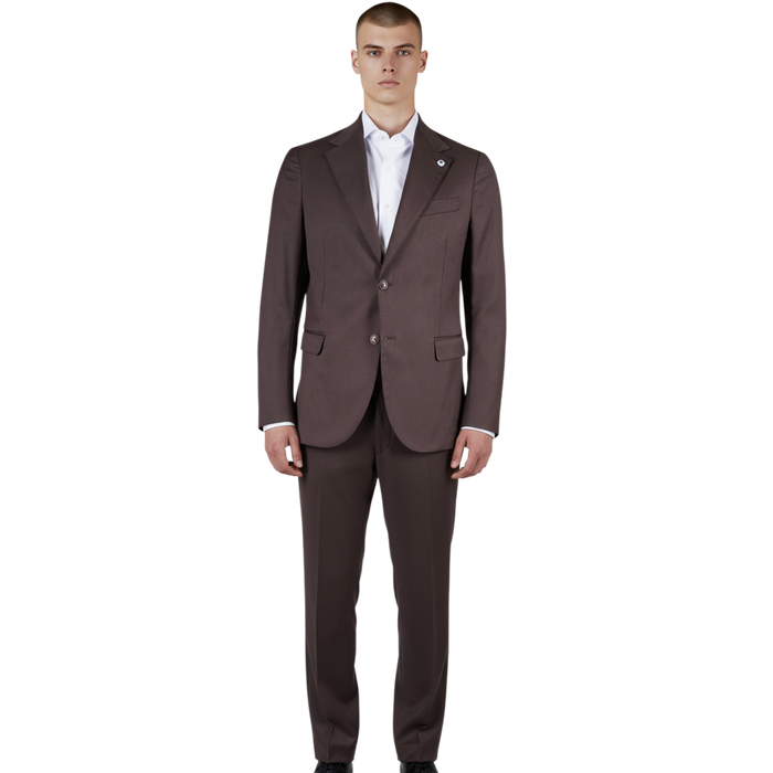 Italienischer brauner Herrenanzug mit klassischem Einreiher-Sakko, Vorderansicht