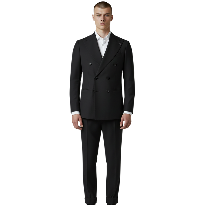 Italienischer zweireihiger Herrenanzug mit Spitzrevers, Vorderansicht