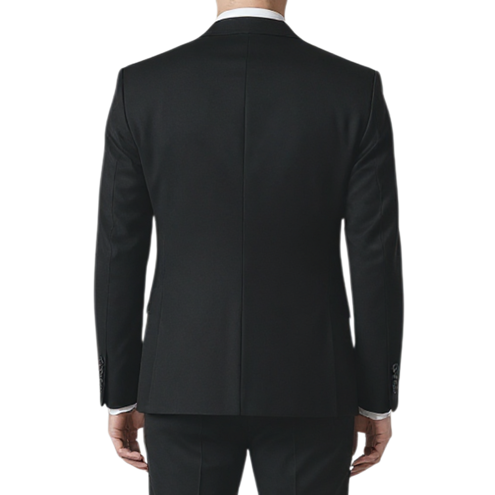Sakko eines italienischen Dreiteiler-Herrenanzugs, Rückansicht mit klassischer Passform