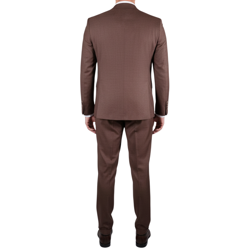 Italienischer brauner Herrenanzug, Rückansicht mit klassischer Silhouette
