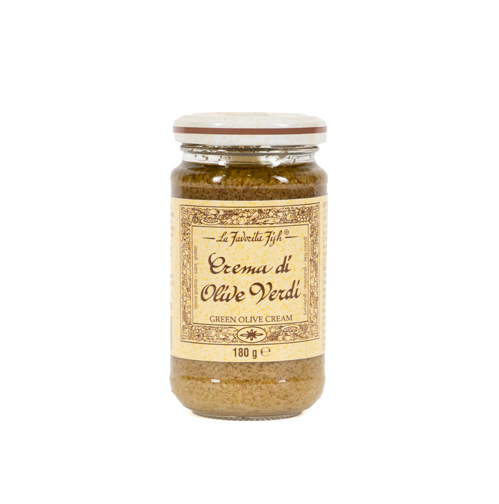 La Favorita Fish Crema di Olive Verdi 180 g – italienische Creme aus grünen Oliven im Glas