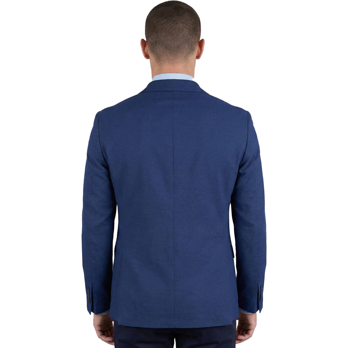 Blaues sportiv-elegantes Herrensakko Made in Italy mit moderner Passform – Rückansicht