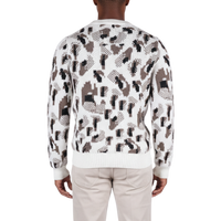 Gemusterter italienischer Herrenpullover mit schlanker Passform und allover Strickmuster – Rückansicht