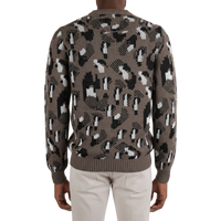 Italienischer Pullover mit grafischem Muster und strukturierter Strickoptik in Tortora, Rückansicht