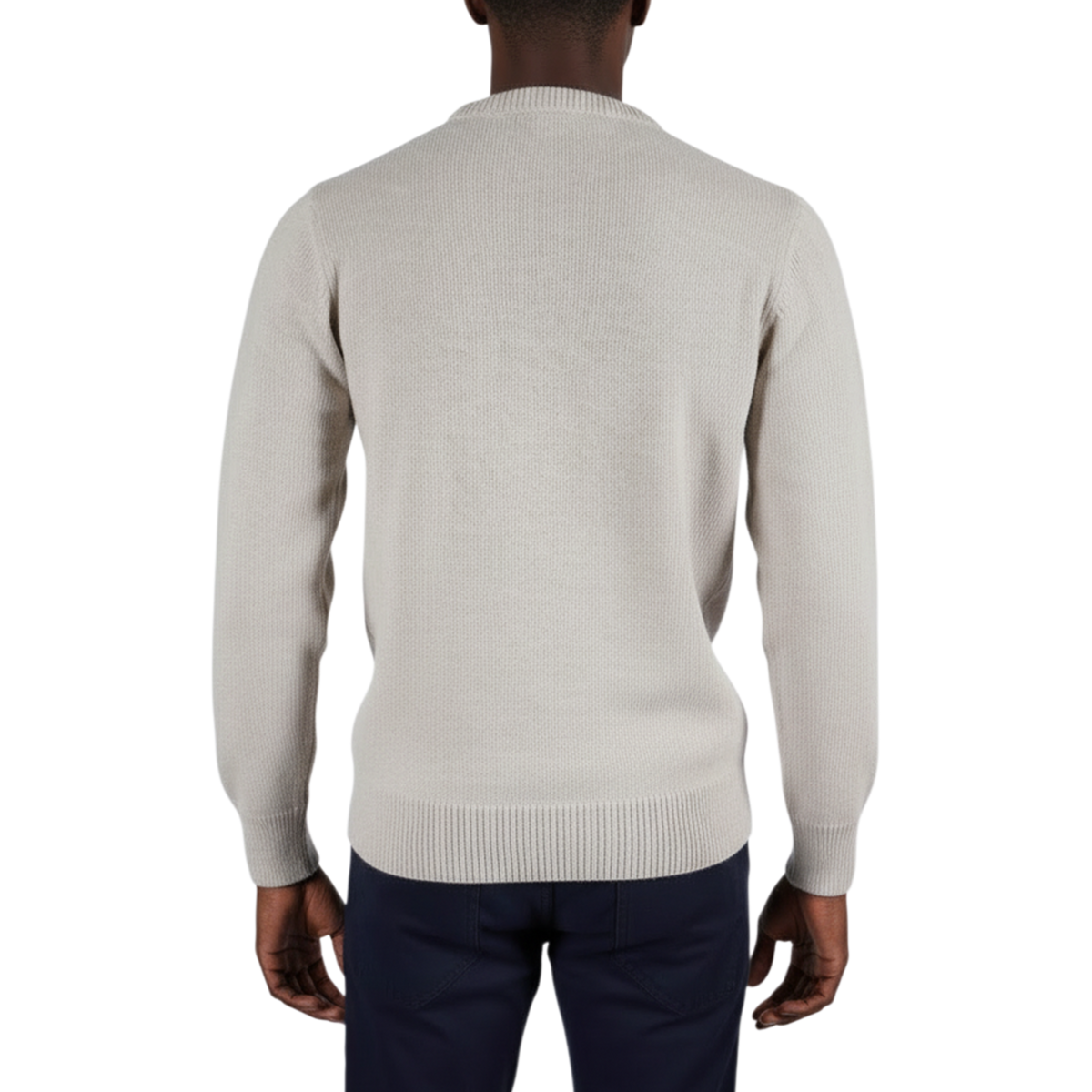 Italienischer Pullover aus Woll-Cashmere-Mischung mit moderner Passform und feiner Strickstruktur, Rückansicht