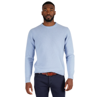 Italienischer Pullover aus Woll-Cashmere-Mischung mit Rundhalsausschnitt und strukturierter Strickoptik, Frontansicht