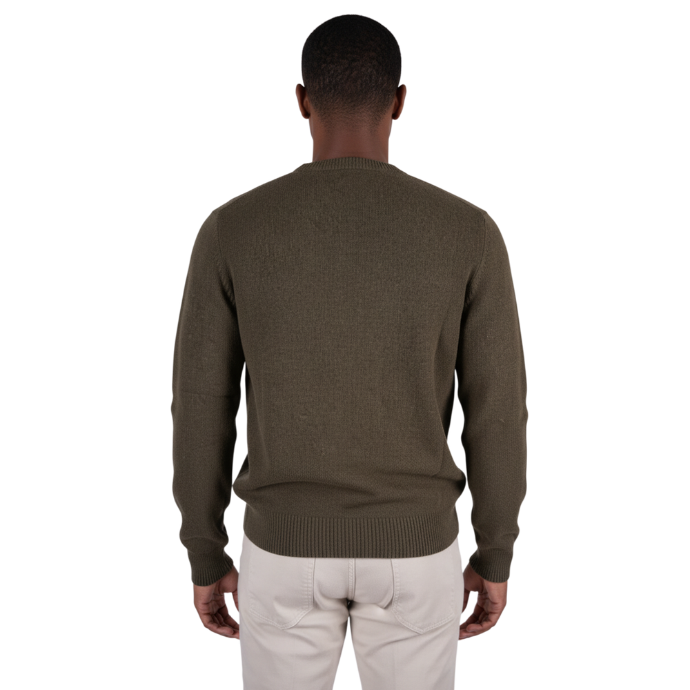 Italienischer Pullover aus Woll-Cashmere-Mischung mit moderner Passform und feiner Strickstruktur, Rückansicht