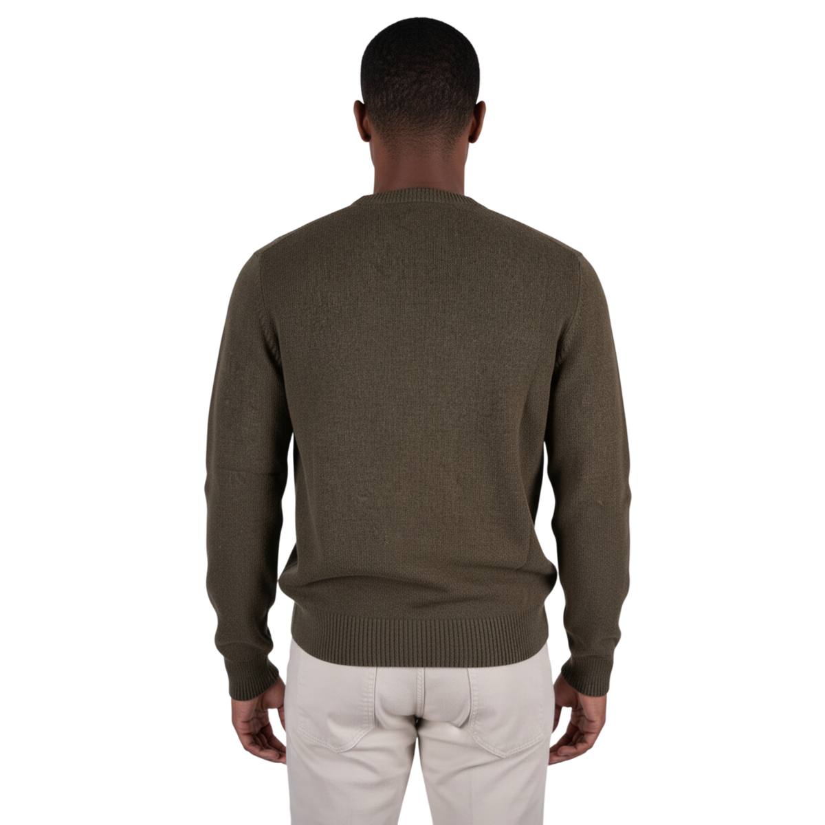 Italienischer Pullover aus Woll-Cashmere-Mischung mit moderner Passform und feiner Strickstruktur, Rückansicht