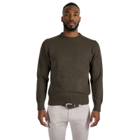 Italienischer Pullover aus Woll-Cashmere-Mischung mit Rundhalsausschnitt und strukturierter Strickoptik, Frontansicht