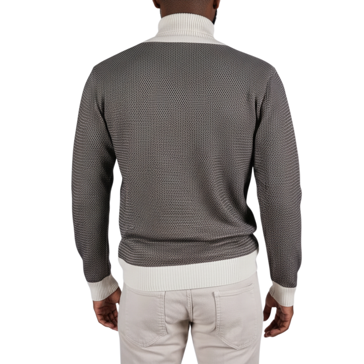 Italienischer Rollkragenpullover mit schlanker Passform und strukturierter Strickoptik – Rückansicht