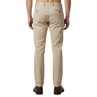 Elegante italienische Chino Hose in Beige mit Paspeltaschen und schlanker Silhouette – Rückansicht