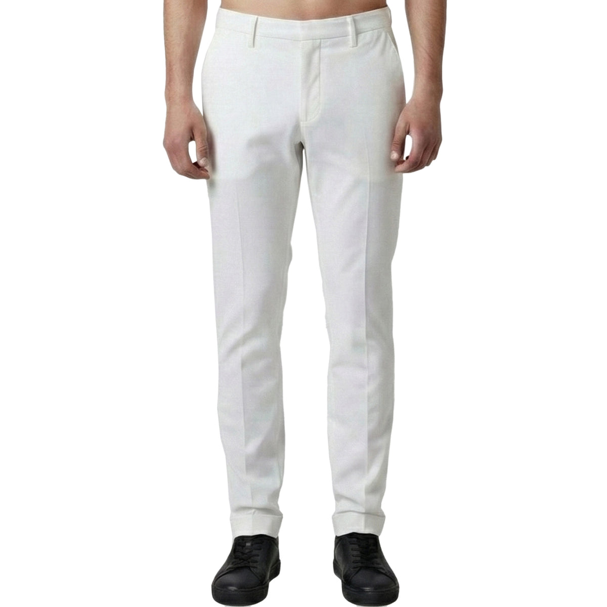 Italienische elegante Herren-Hose in Weiß mit moderner Passform und Umschlag – Vorderansicht