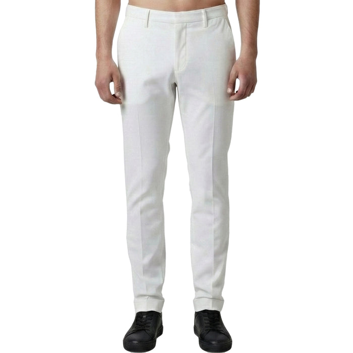 Italienische elegante Herren-Hose in Weiß mit moderner Passform und Umschlag – Vorderansicht