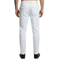 Weiße italienische Herren-Hose mit Paspeltaschen und schlanker Silhouette – Rückansicht