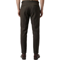Olivgrüne italienische Gurkha-Hose mit Paspeltaschen und schlanker Silhouette – Rückansicht