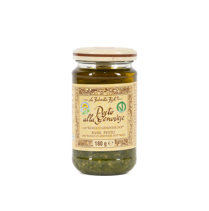 La Favorita Fish Pesto alla Genovese 180 g – italienisches Basilikum-Pesto im Glas