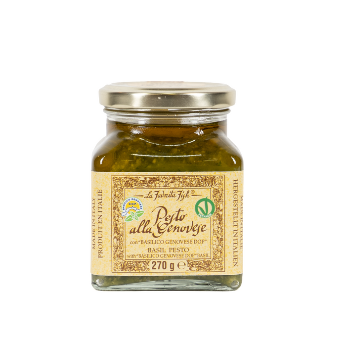 La Favorita Fish Pesto alla Genovese 270 g – italienisches Basilikum-Pesto im Glas